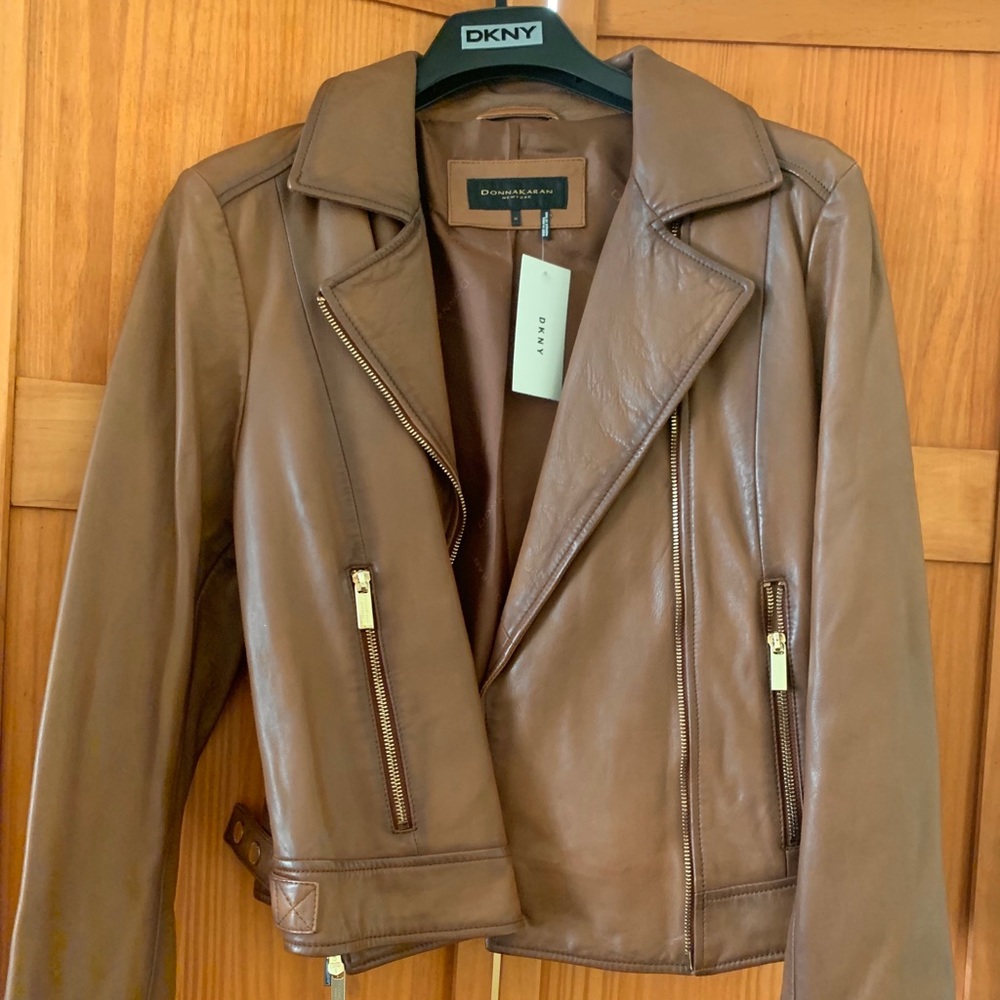 DKNY brown leather jacket